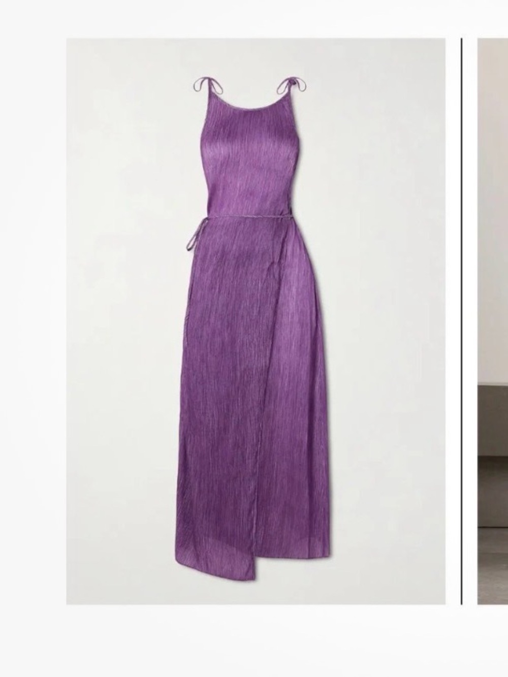 ISO Acne Purple wrap crinkle wrap Tie-Shoulder Maxi midi Dress